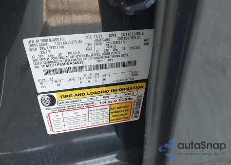 2023 Ford Expedition King Ranch z USA, uszkodzony, nr VIN 1FMJU1P85PEA04533